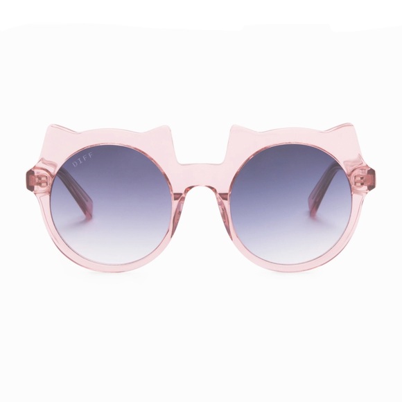 DIFF Lucky Cat Sunglasses Rose Crystal Frame Grey Lenses Kids Sunnies NWT - Picture 10 of 10